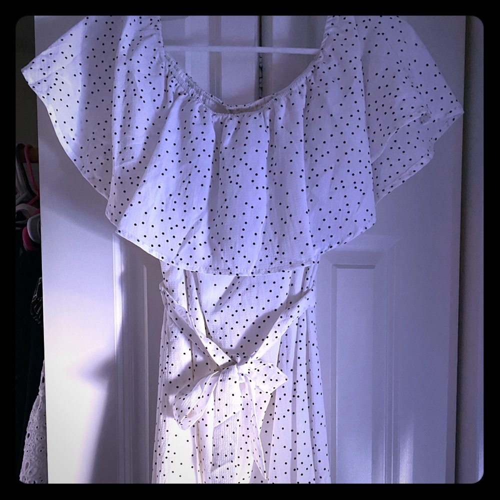 White polka dot dress